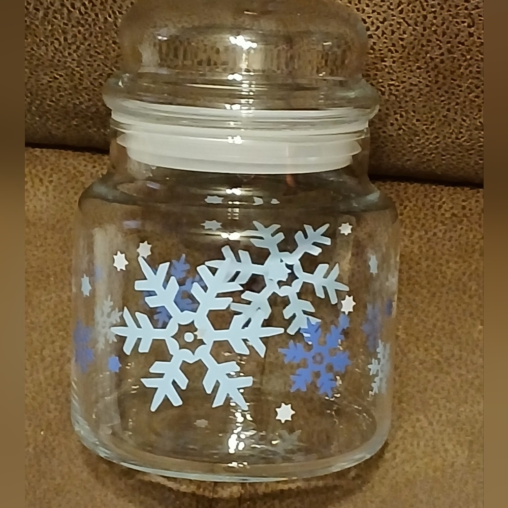 Glass Jar with Snowflake Design